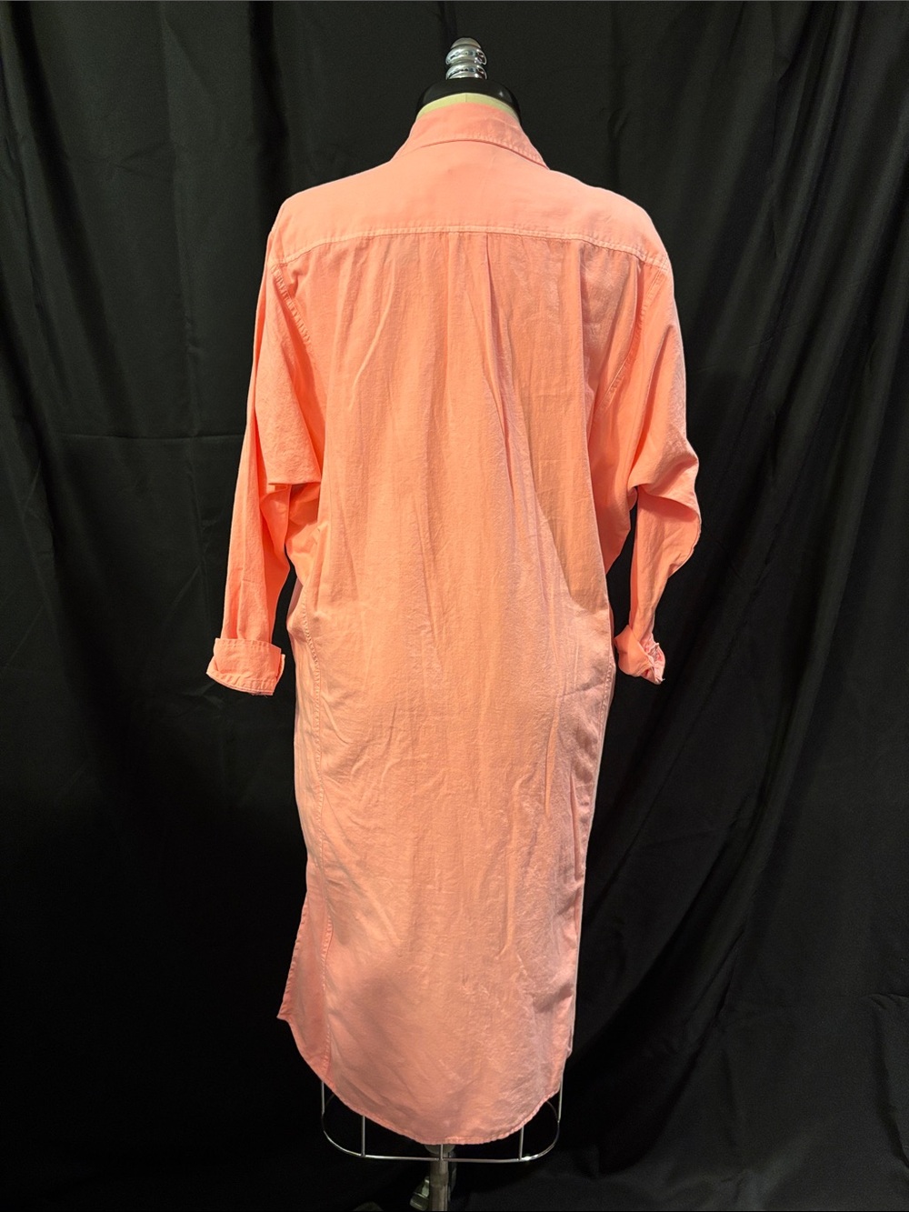 Coral Pink Button-Down Shirt Dress - Picture 3 of 5